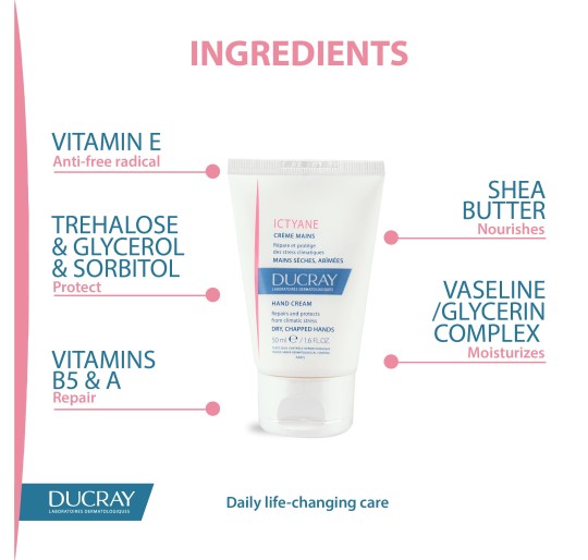 دوكراي كريم إكتيان لليدين 50مل  Ducray Ictyane Hand Cream 50ml