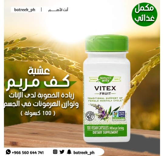 عشبة كف مريم    Nature's Way, Vitex Fruit, 400 mg, 320 Vegan Capsules