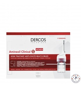 فيشي ديركوس أمينيكسيل كلينكال 5 لعلاج تساقط الشعر للنساء 21x 6 ملل Dercos Aminexil Clinical 5 for hair loss 