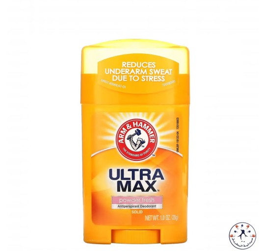 آرم اند هامر الترا ماكس مزيل عرق فريش 28 جرام      Arm & Hammer Ultramax Solid Antiperspirant Deodorant, Active Sport, Gms