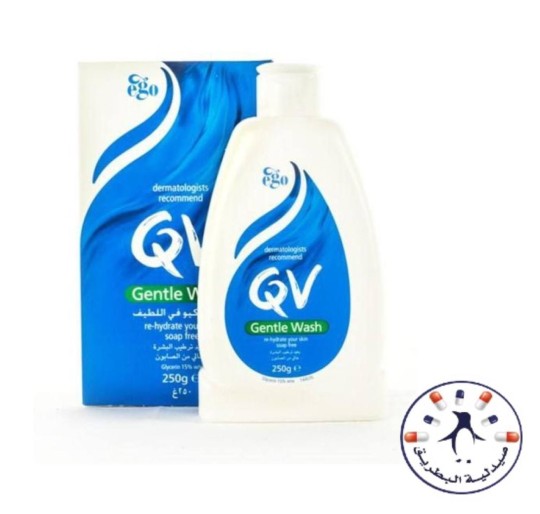 كيوفي واش بديل الصابون 250 ملل  QV Gentle Wash Re-hydrates Dry Skin Soap Free, 250ml